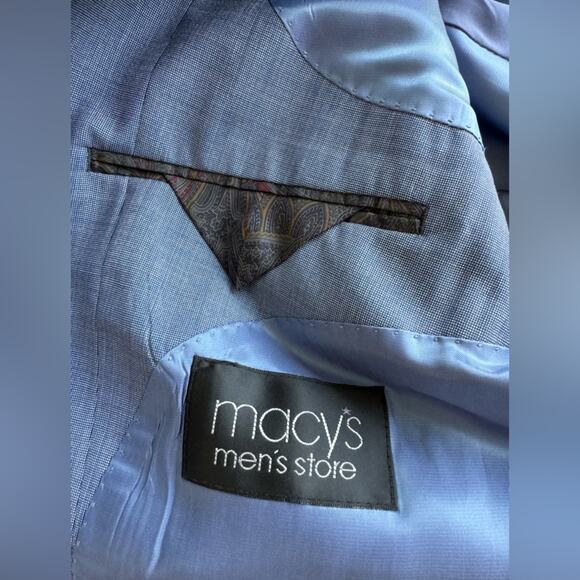 Lauren Ralph Lauren 100% Wool Natural Stretch Blue Suit Jacket Blazer Size 46R - Picture 3 of 4